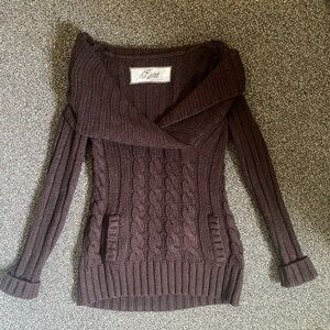 Kismet Chocolate Off-the-Shoulder Sweater Vintage